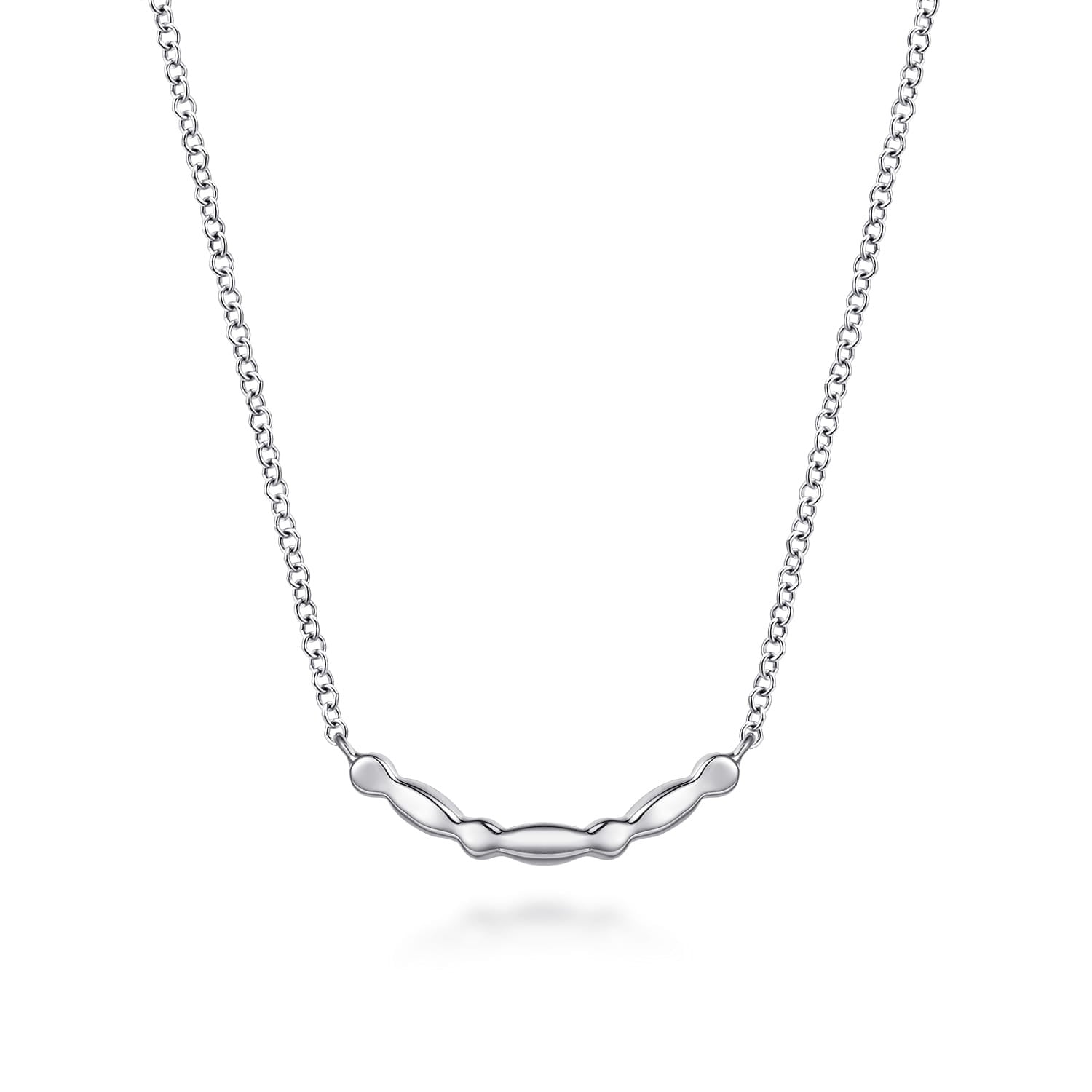 14K Yellow Gold and 925 Sterling Silver Bujukan Ball White Sapphire Maquise Bar Necklace