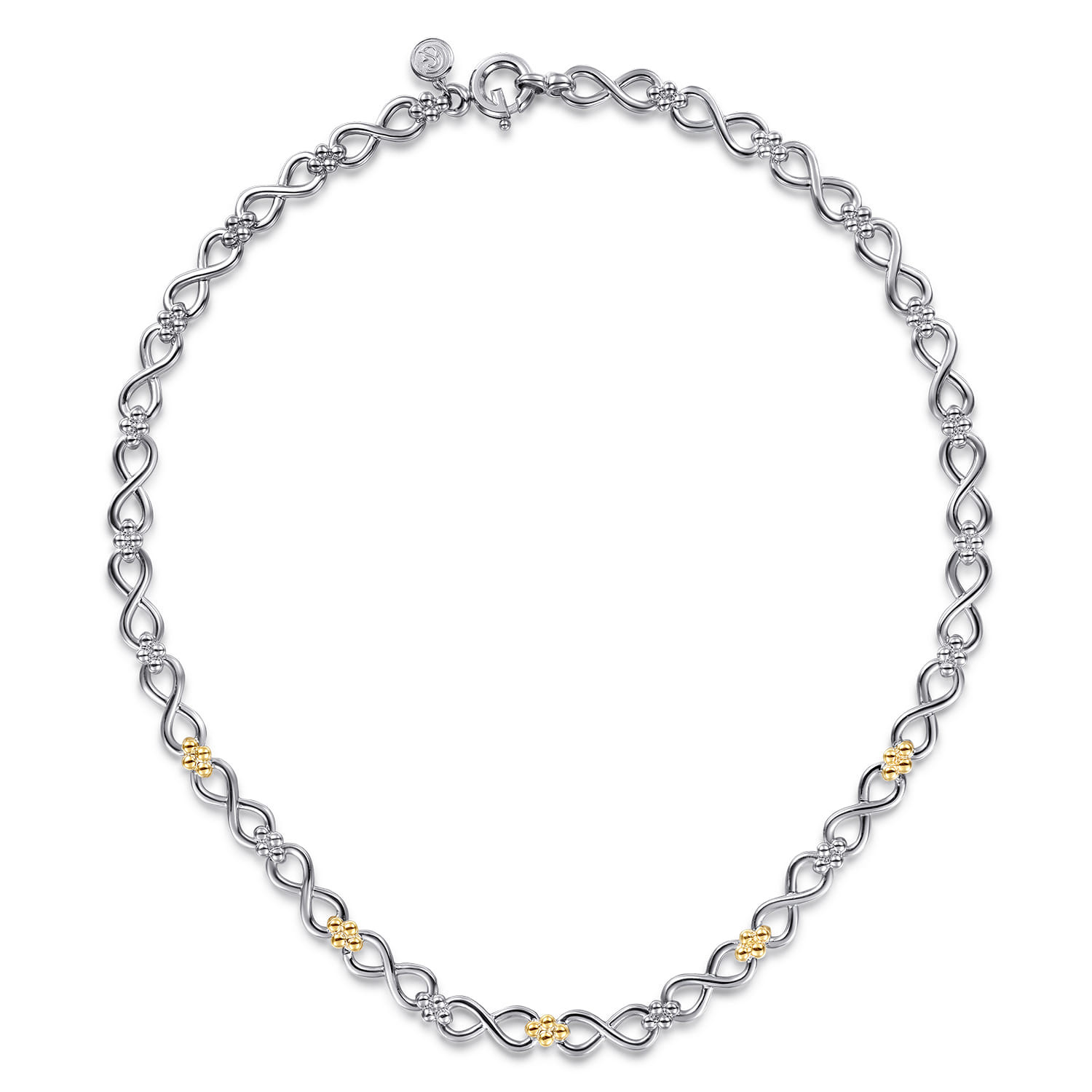 14K Yellow Gold and 925 Sterling Silver Bujukan Infinity Link Chain Necklace