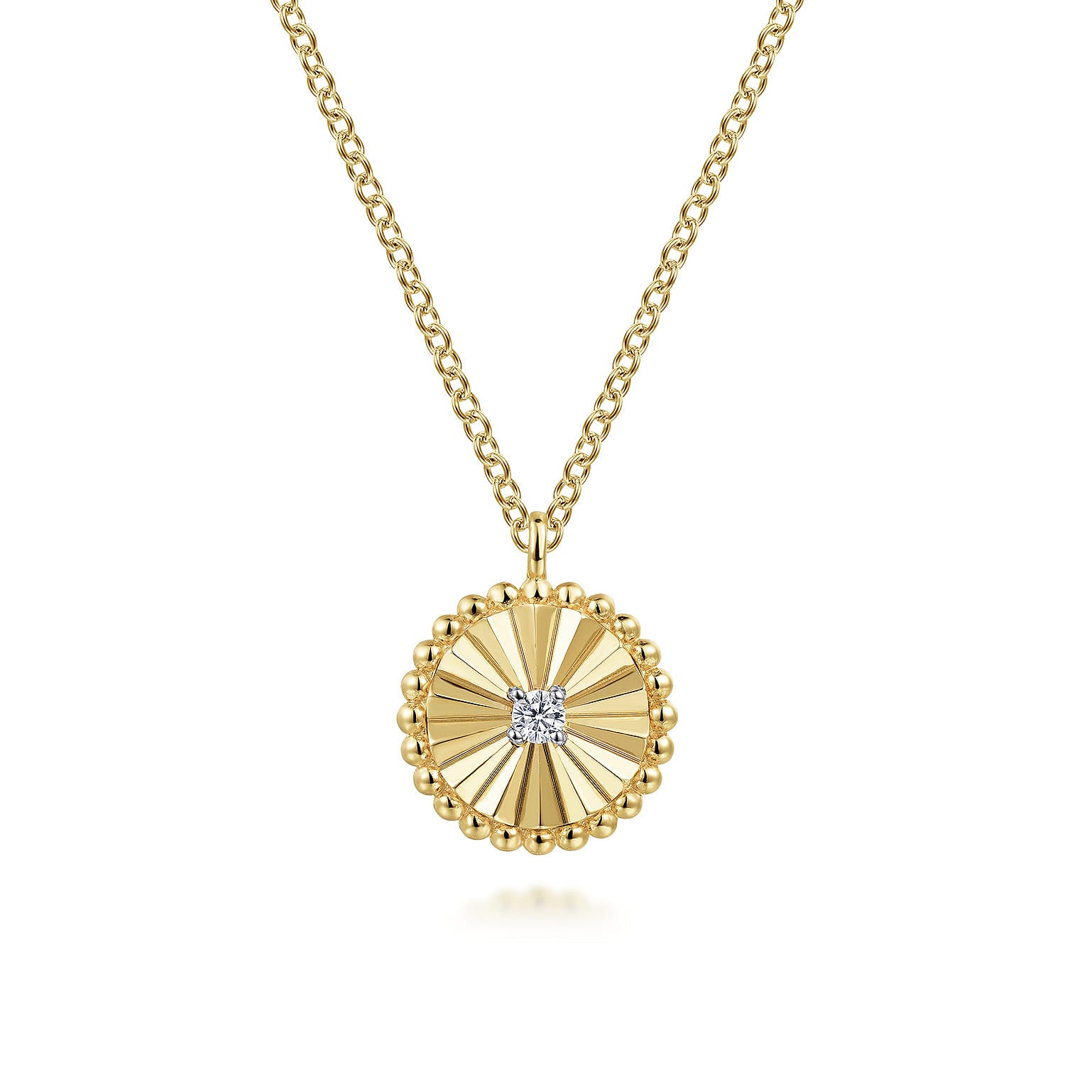 14K White & Yellow Gold Diamond Pendant Necklace-Bujukan