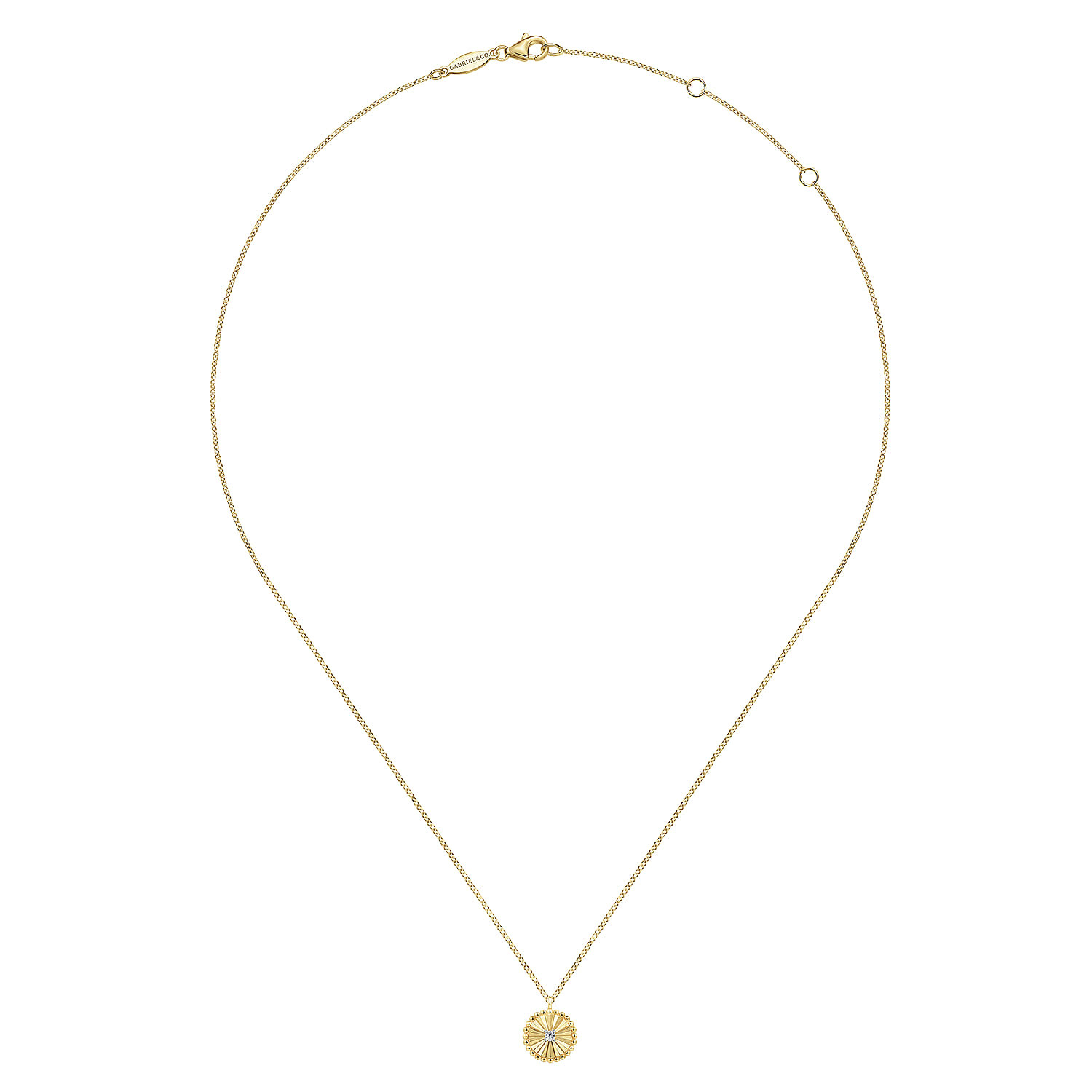 14K White & Yellow Gold Diamond Pendant Necklace-Bujukan