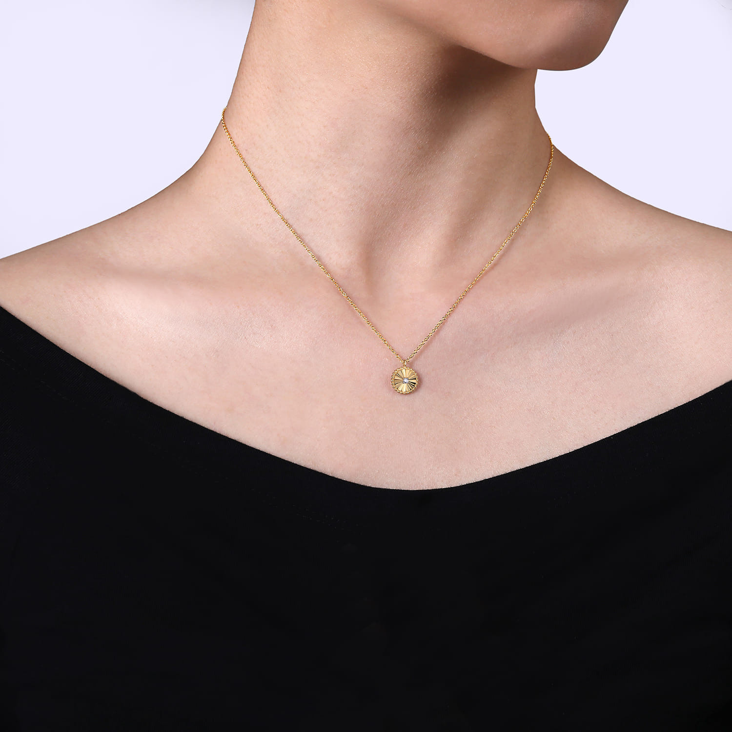 14K White & Yellow Gold Diamond Pendant Necklace-Bujukan