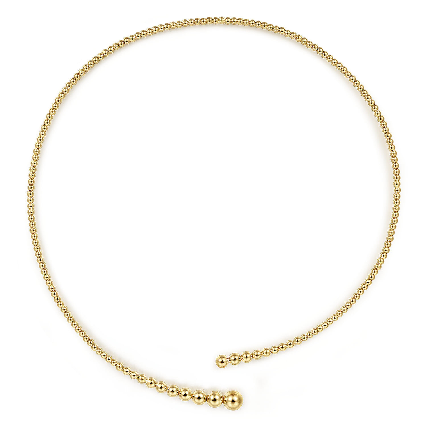 14K Yellow Gold Graduating Bujukan Beaded Choker Necklace