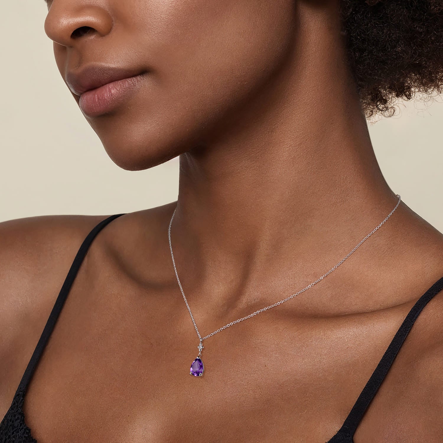 925 Sterling Silver Pear Bujukan Pendant Necklace