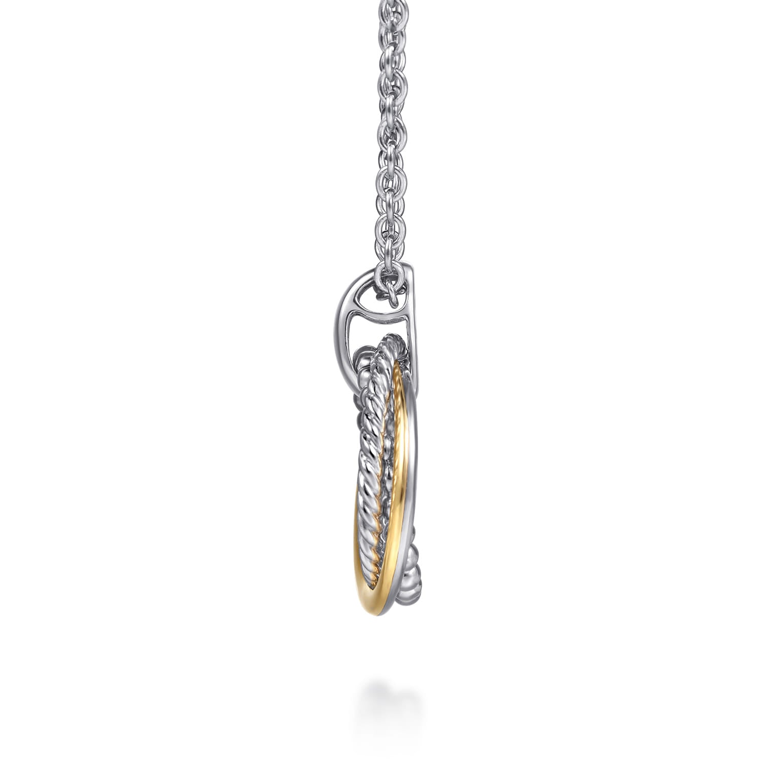 Pendant Necklace 14K Yellow Gold and 925 Sterling Silver Bujukan