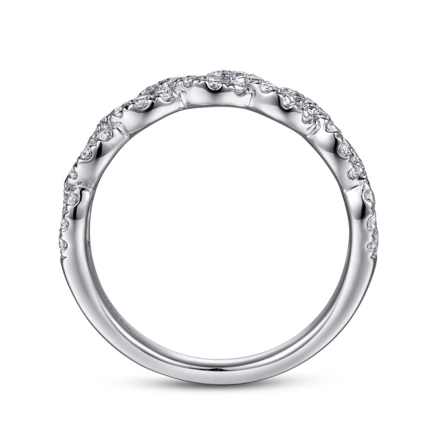 14K gold diamond criss cross wedding ring