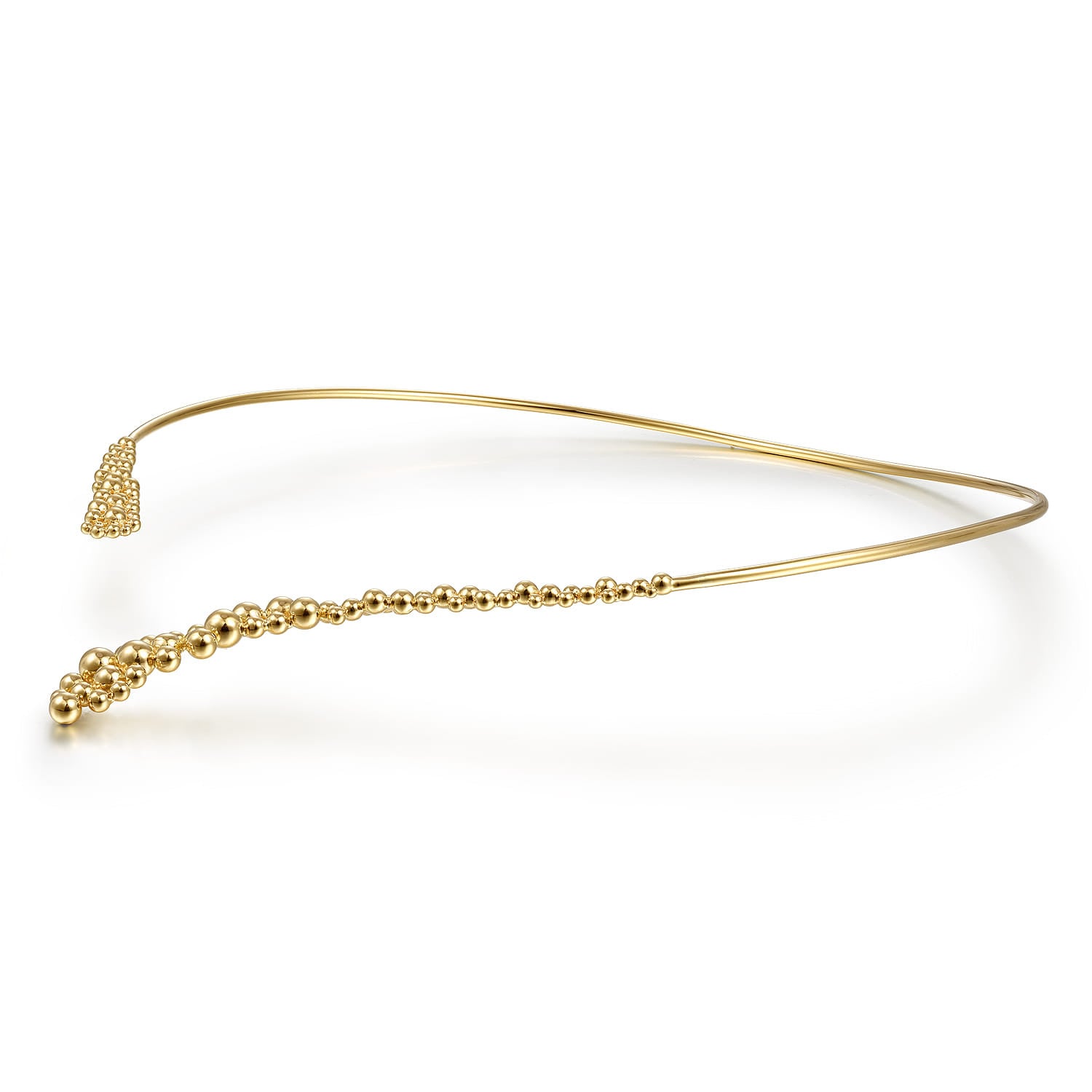 14K Yellow Gold Open Collar Choker Necklace with Bujukan Bead Cluster