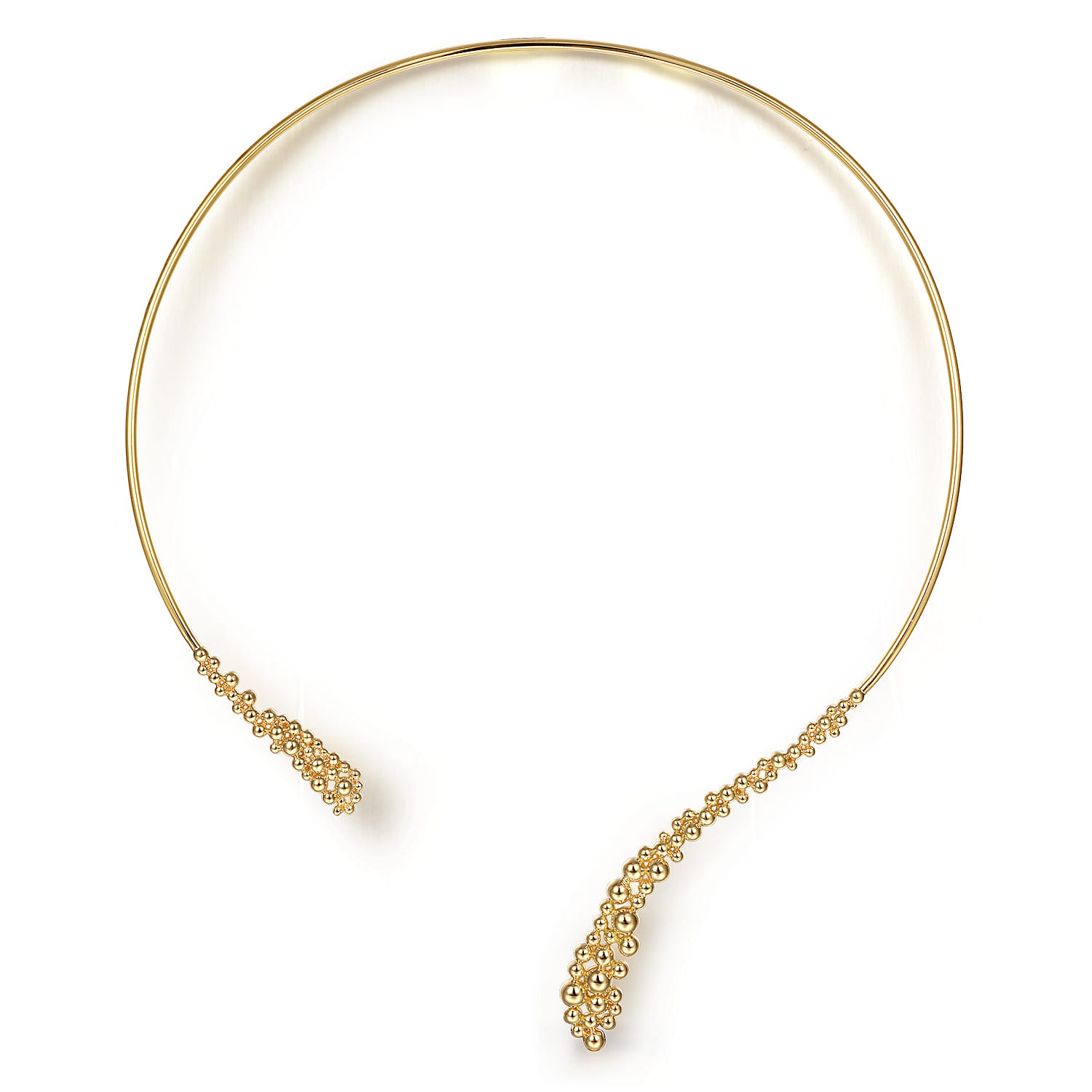 14K Yellow Gold Open Collar Choker Necklace with Bujukan Bead Cluster