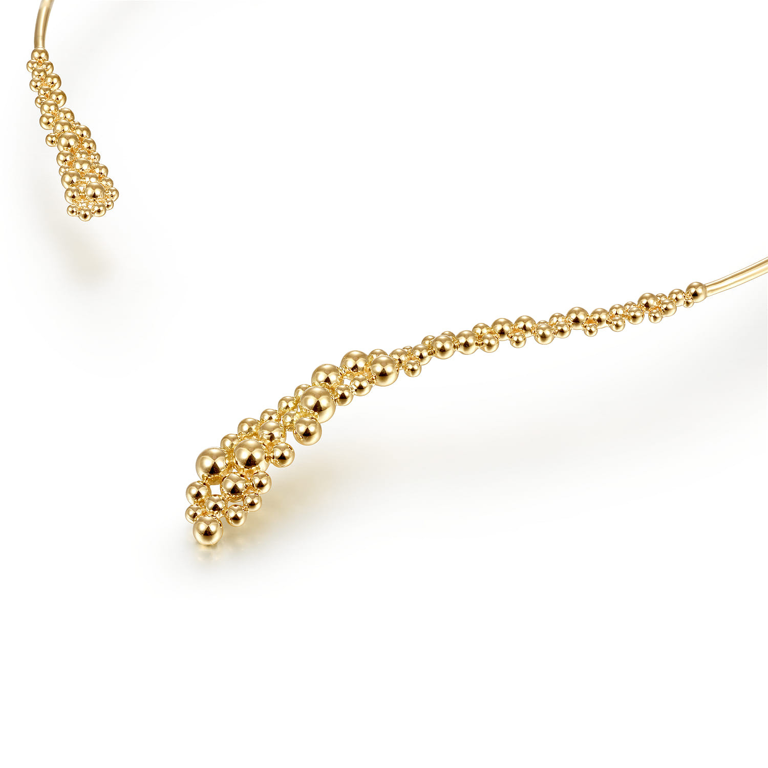 14K Yellow Gold Open Collar Choker Necklace with Bujukan Bead Cluster