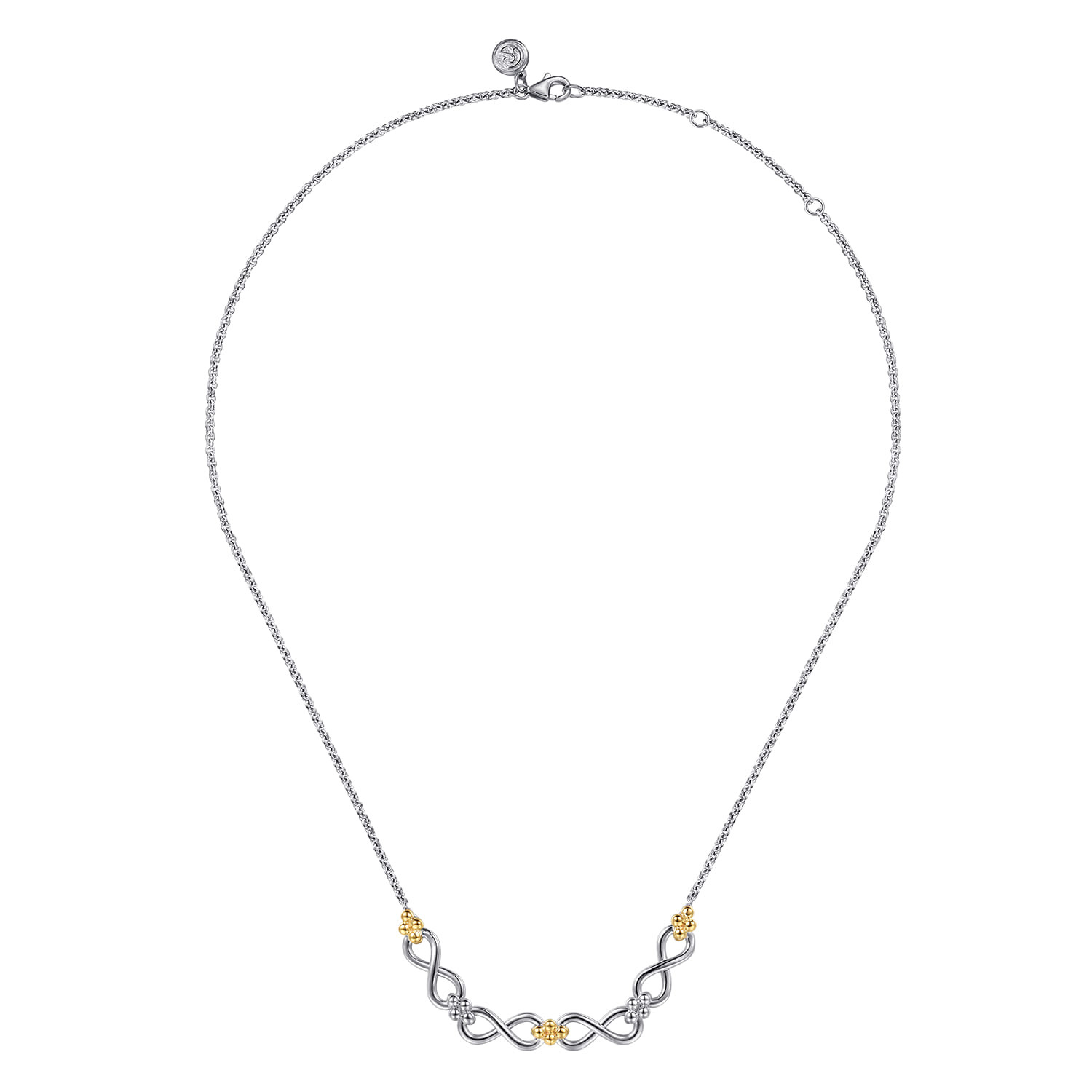 14K Yellow Gold and 925 Sterling Silver Bujukan Infinity Bar Necklace