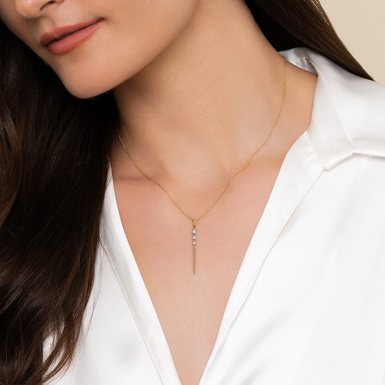 14K White & Yellow Gold Bujukan and Diamond Drop Necklace