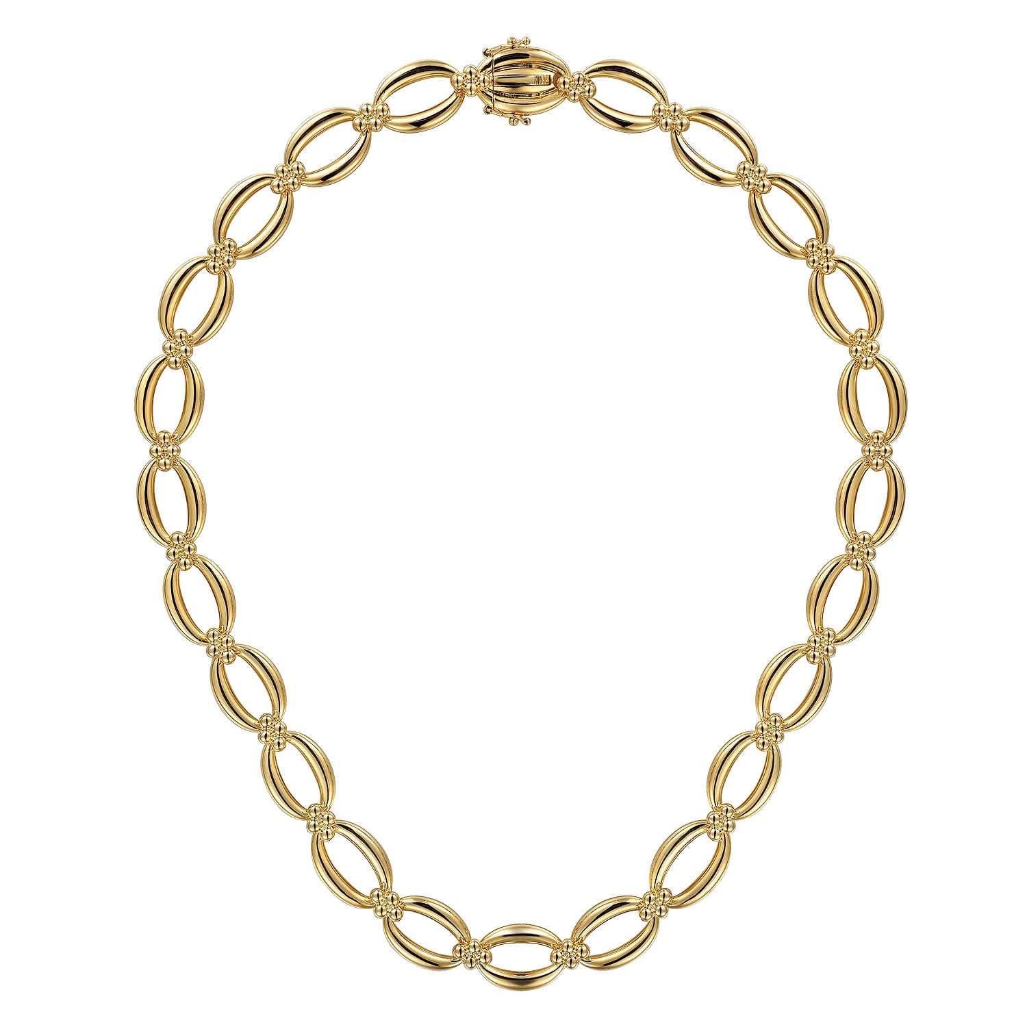 14K Yellow Gold Oval Link Chain Necklace wth Bujukan Connectors