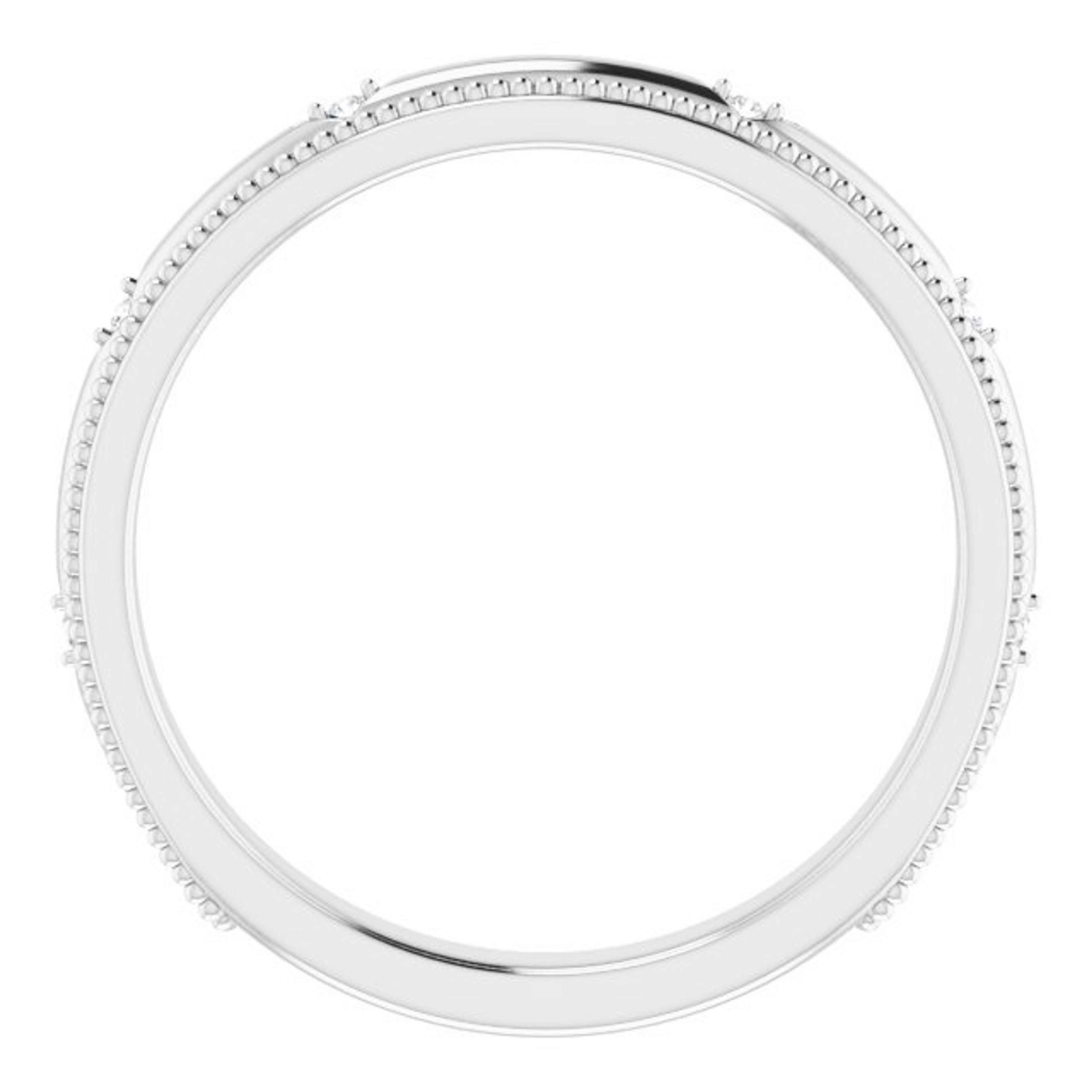 14K gold wedding ring with milgrain detailed edges and diamonds