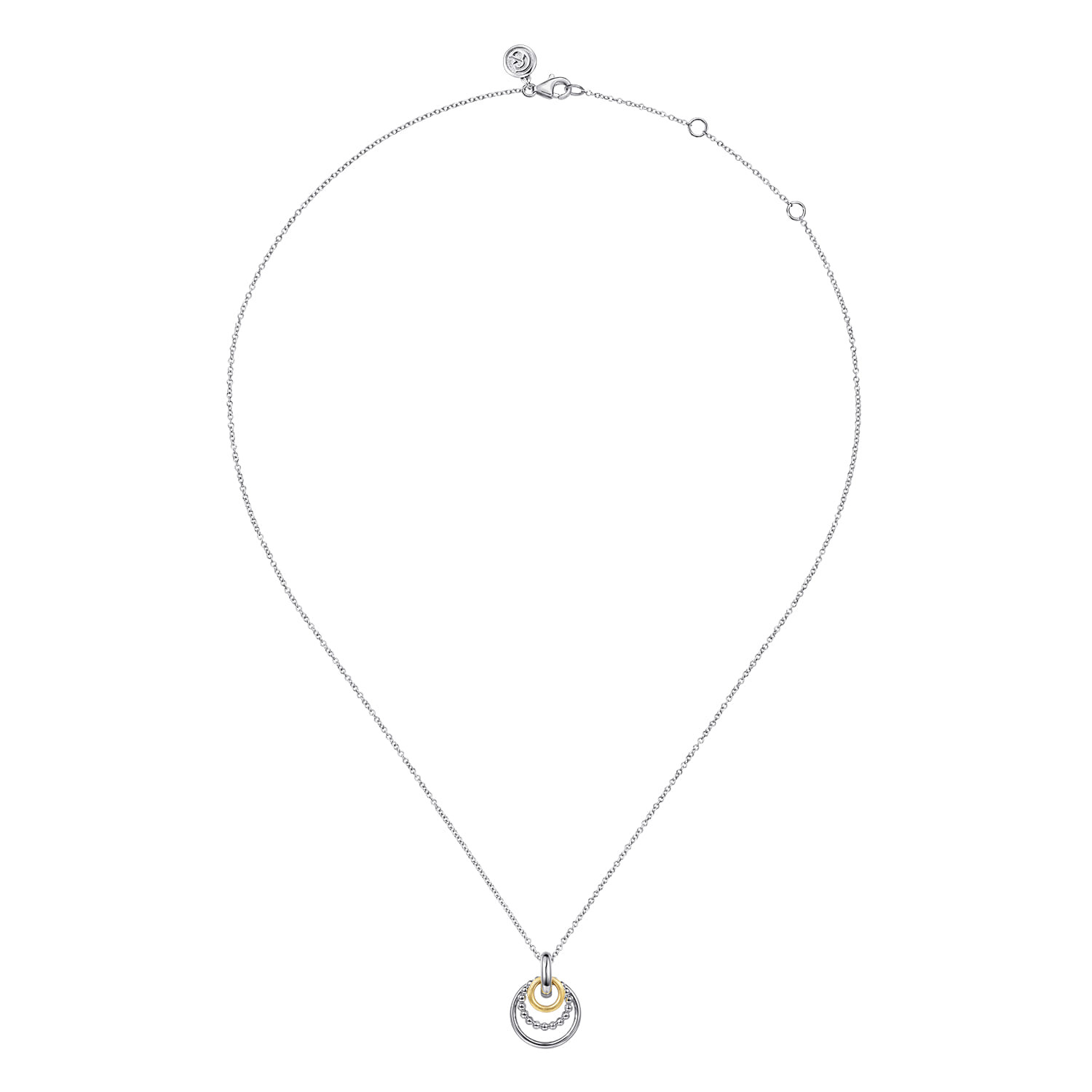 14K Yellow Gold and 925 Sterling Silver Bujukan Pendant Necklace