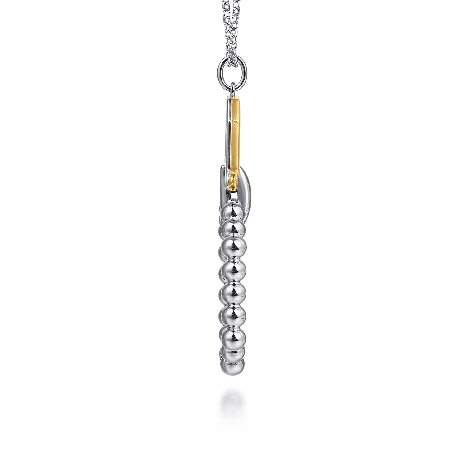 925 Sterling Silver and 14K Yellow Gold Octagon Bujukan Drop Pendant Necklace