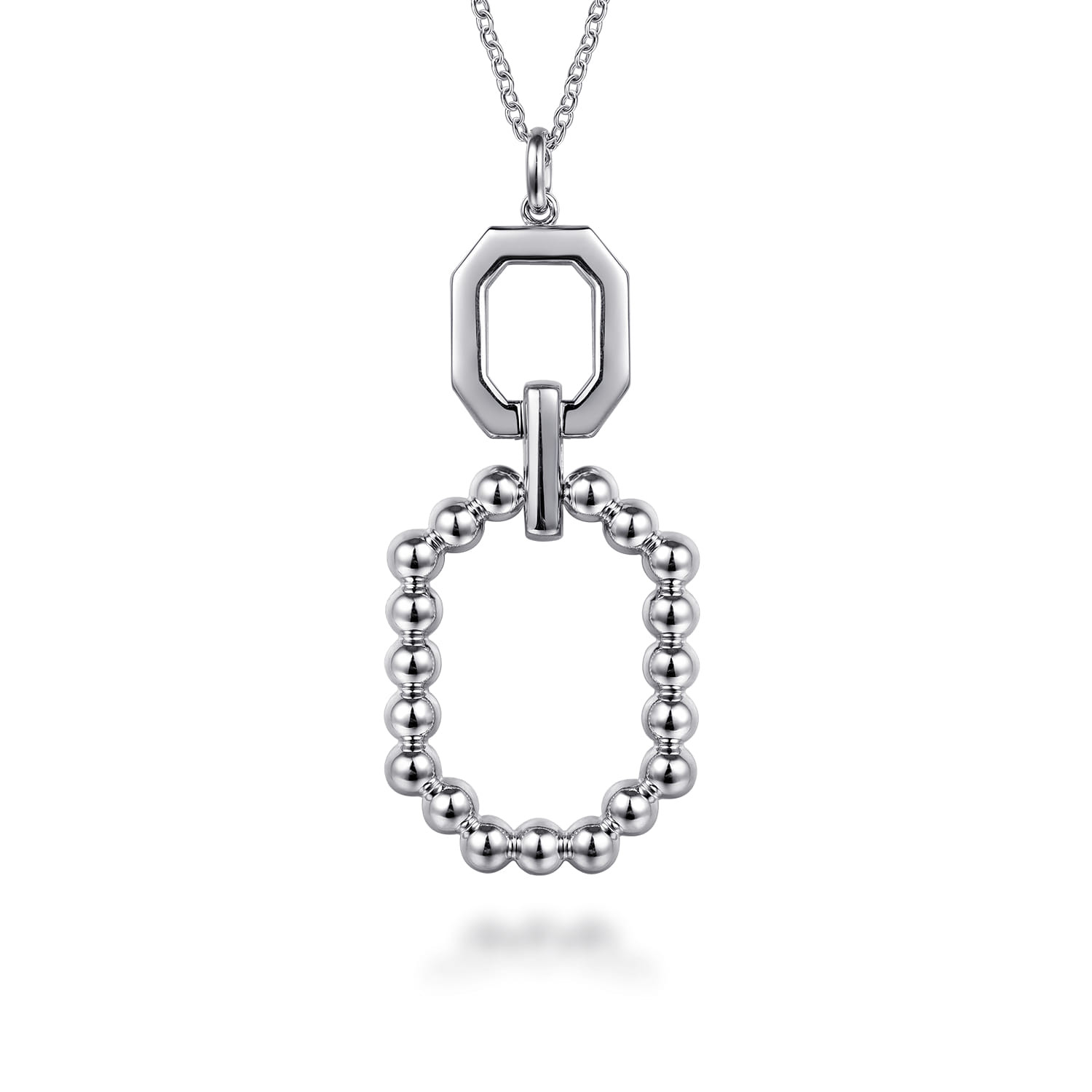 925 Sterling Silver and 14K Yellow Gold Octagon Bujukan Drop Pendant Necklace