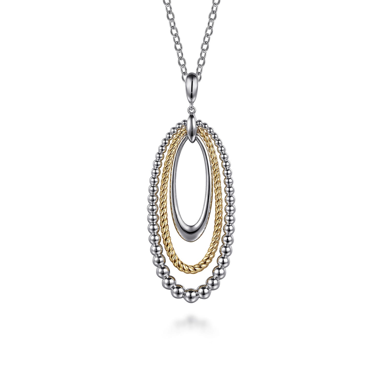 925 Sterling Silver and 14K Yellow Gold Bujukan Rope Circle Pendant Necklace
