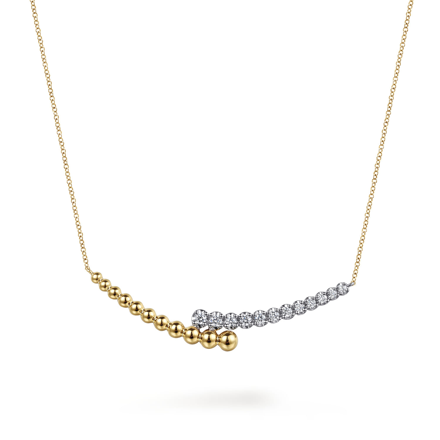 14K White & Yellow Gold Bujukan Diamond Bar Necklace