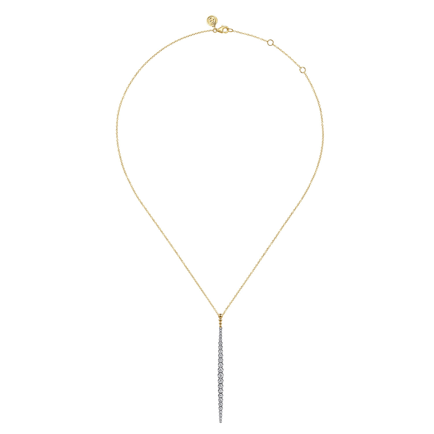 14K White&Yellow Gold Bujukan Diamond Bar Pendant Necklace