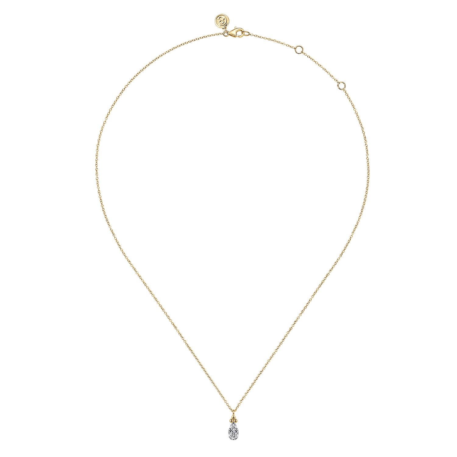 Pendant Necklace Teardrop 14K Yellow Gold Diamond 0.25ct Bujukan