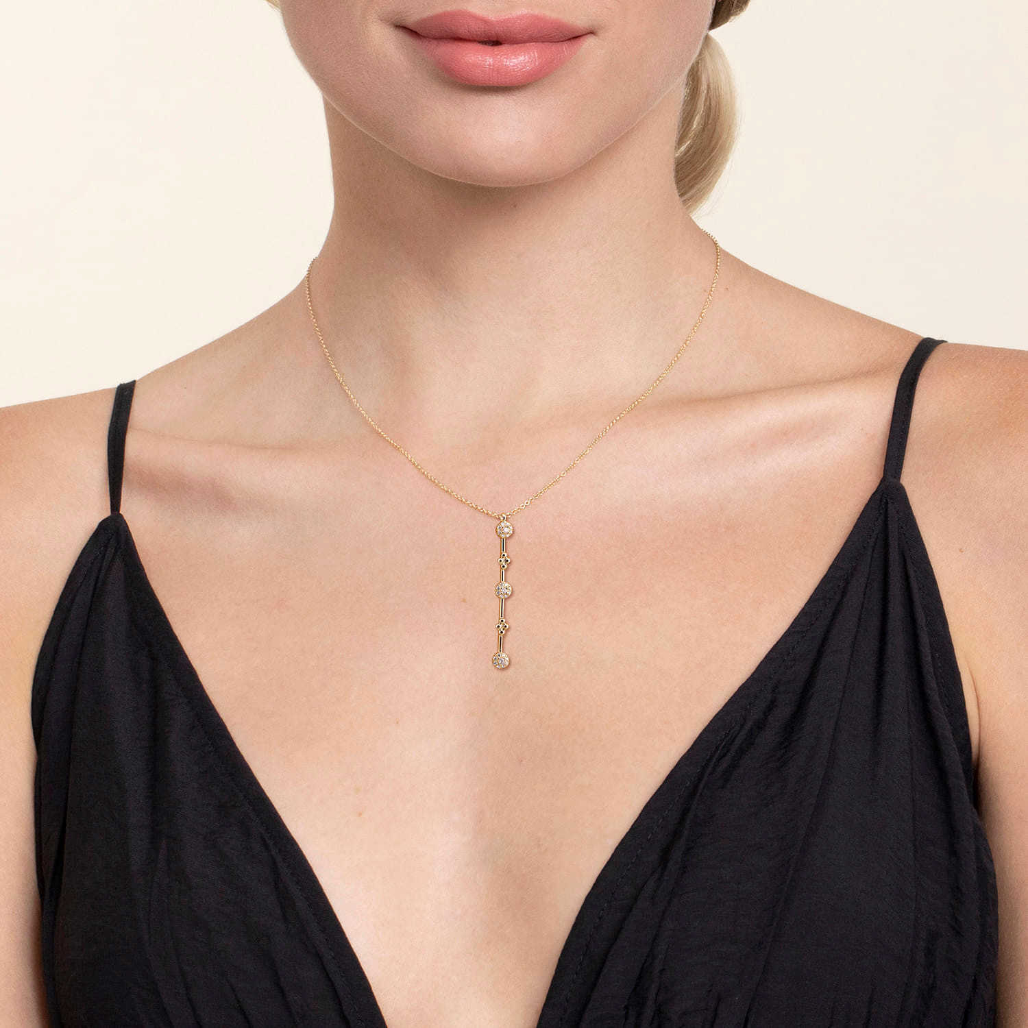 14K Yellow Gold Bujukan Diamond Bar Necklace