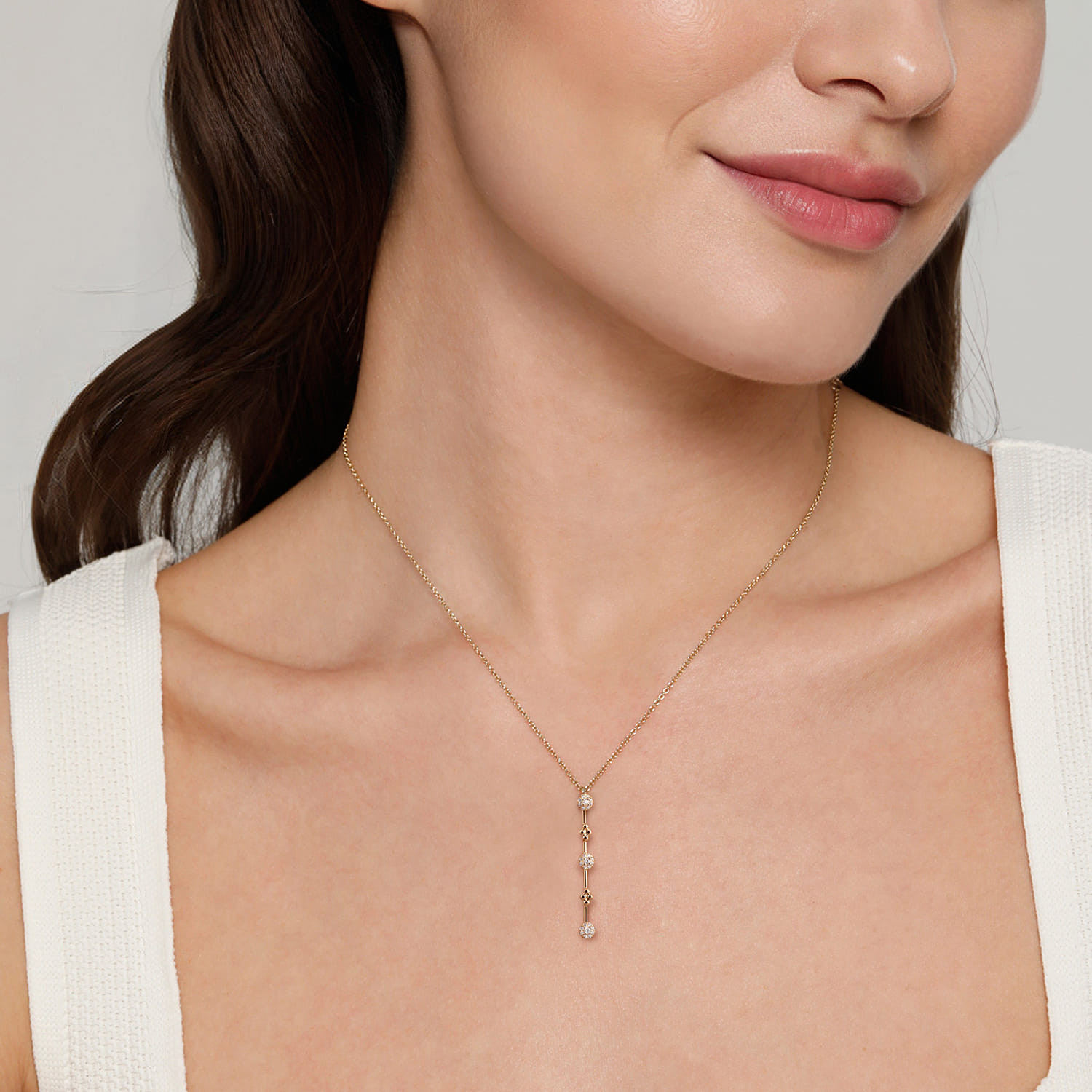 14K Yellow Gold Bujukan Diamond Bar Necklace