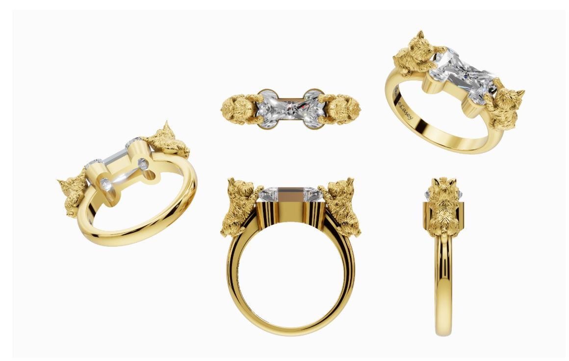 Custom Yorkie Lab Grown Diamond Ring