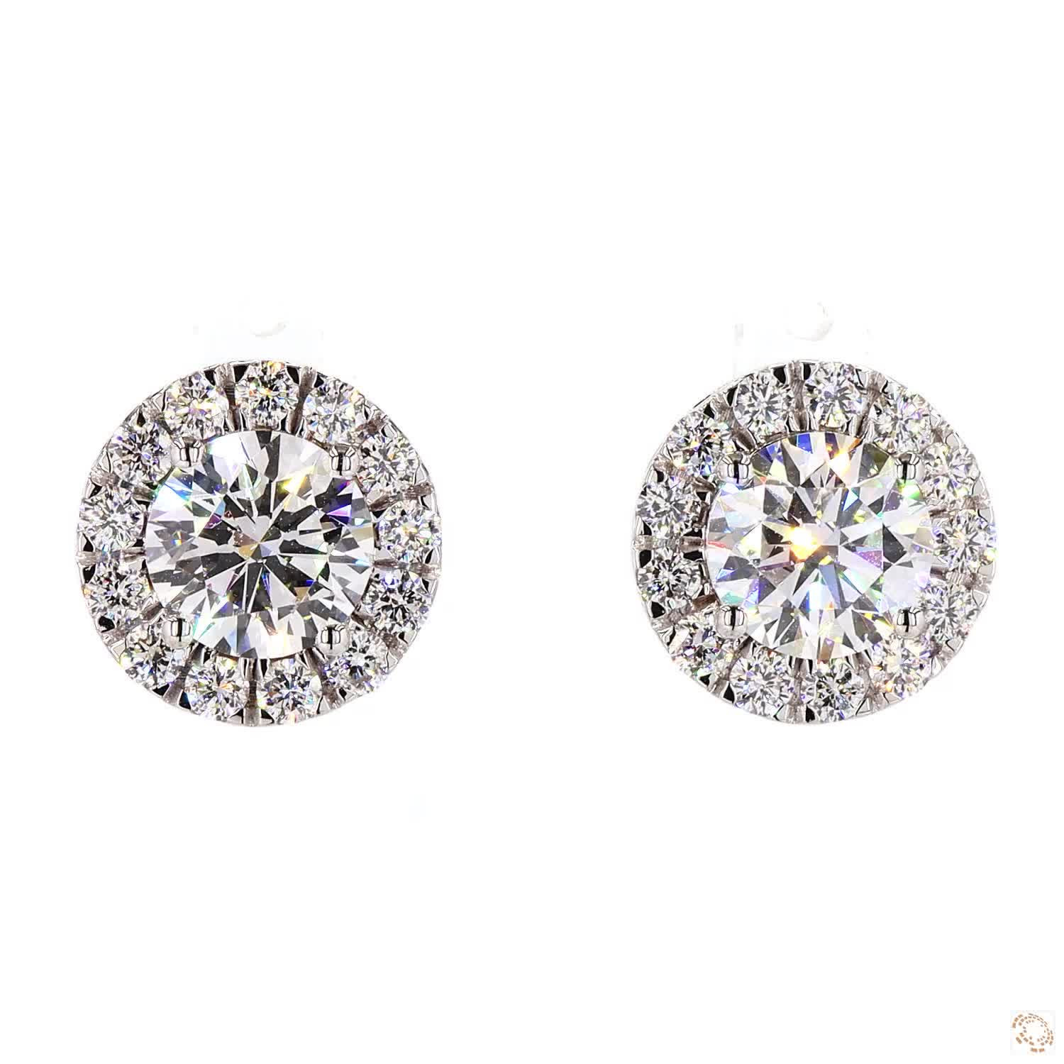 Round Halo Lab Grown Diamond Stud Earrings