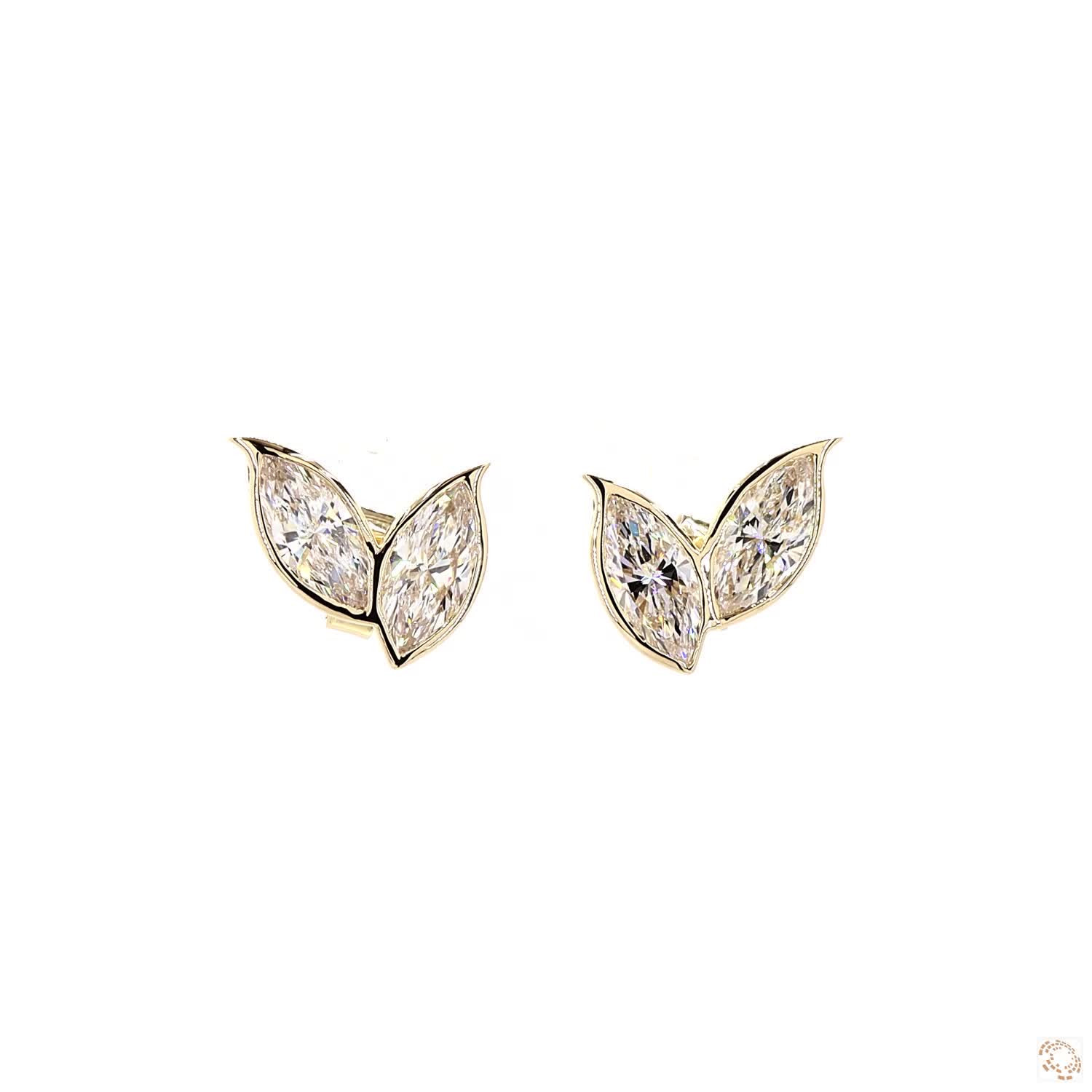 Marquise Leaf Lab Grown Diamond Stud Earrings