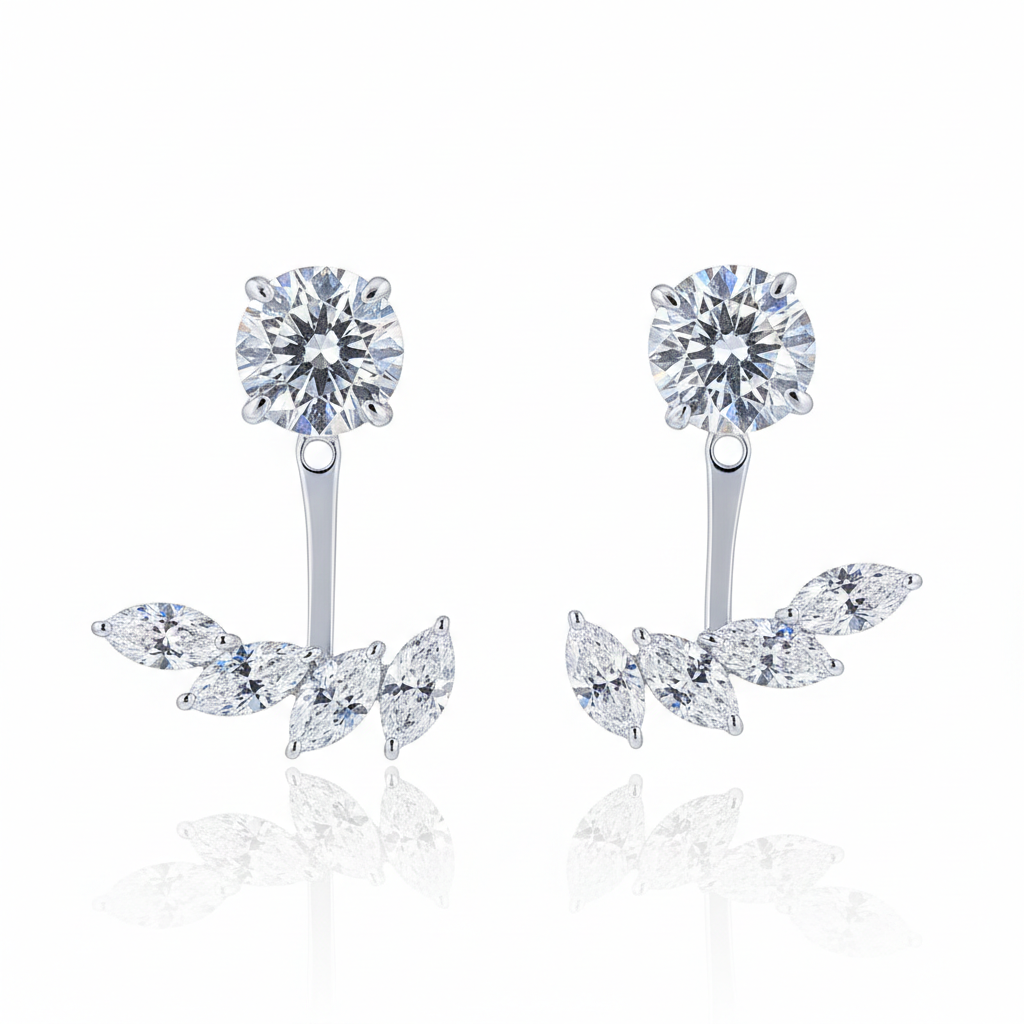 Marquise Curve Lab Grown Diamond Jacket Earrings