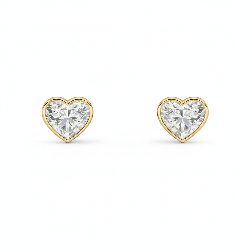 Heart Bezel Lab Grown Diamond Stud Earrings