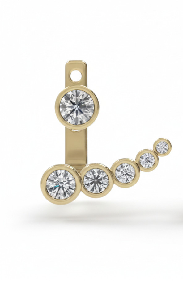 Bezel Curve Lab Grown Diamond Jacket Earrings