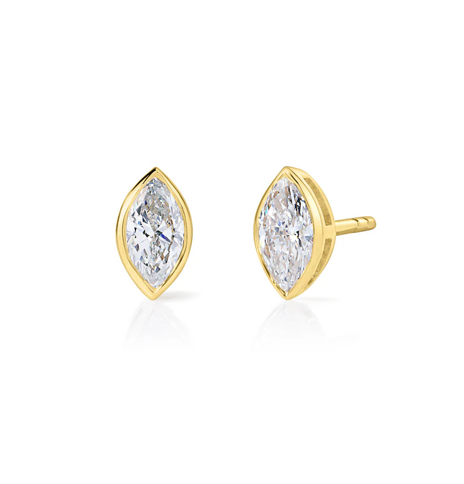 Marquise Bezel Lab Grown Diamond Stud Earrings
