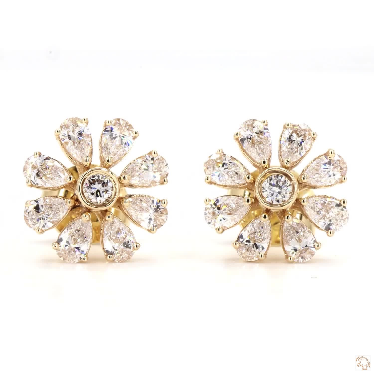 Sunflower Lab Grown Diamond Stud Earrings