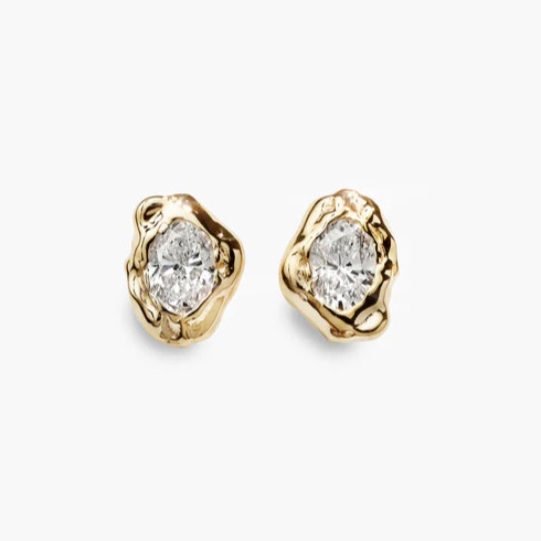 Melted Oval Lab Grown Diamond Stud Earrings