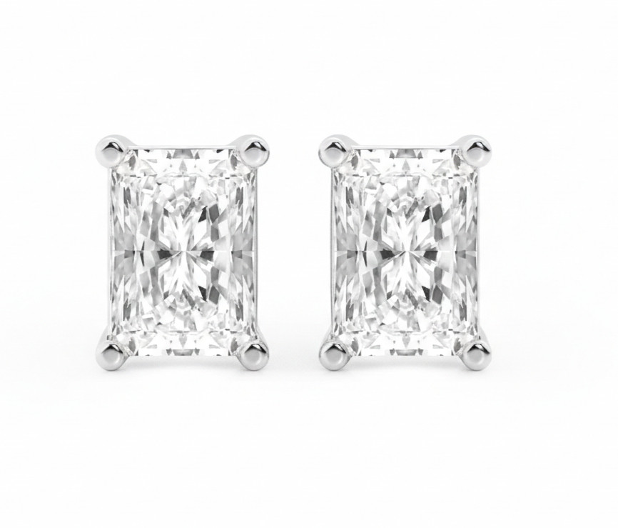 Radiant Cut Lab Grown Diamond Stud Earrings