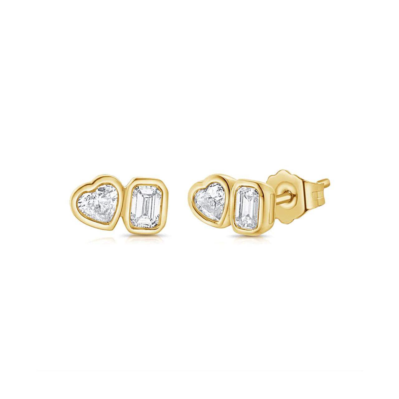 Heart & Emerald Toi et Moi Lab Grown Diamond Studs