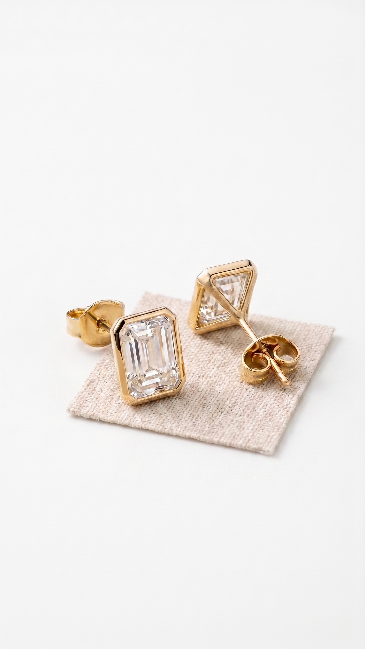 Emerald Bezel Martini Lab Grown Diamond Stud Earrings
