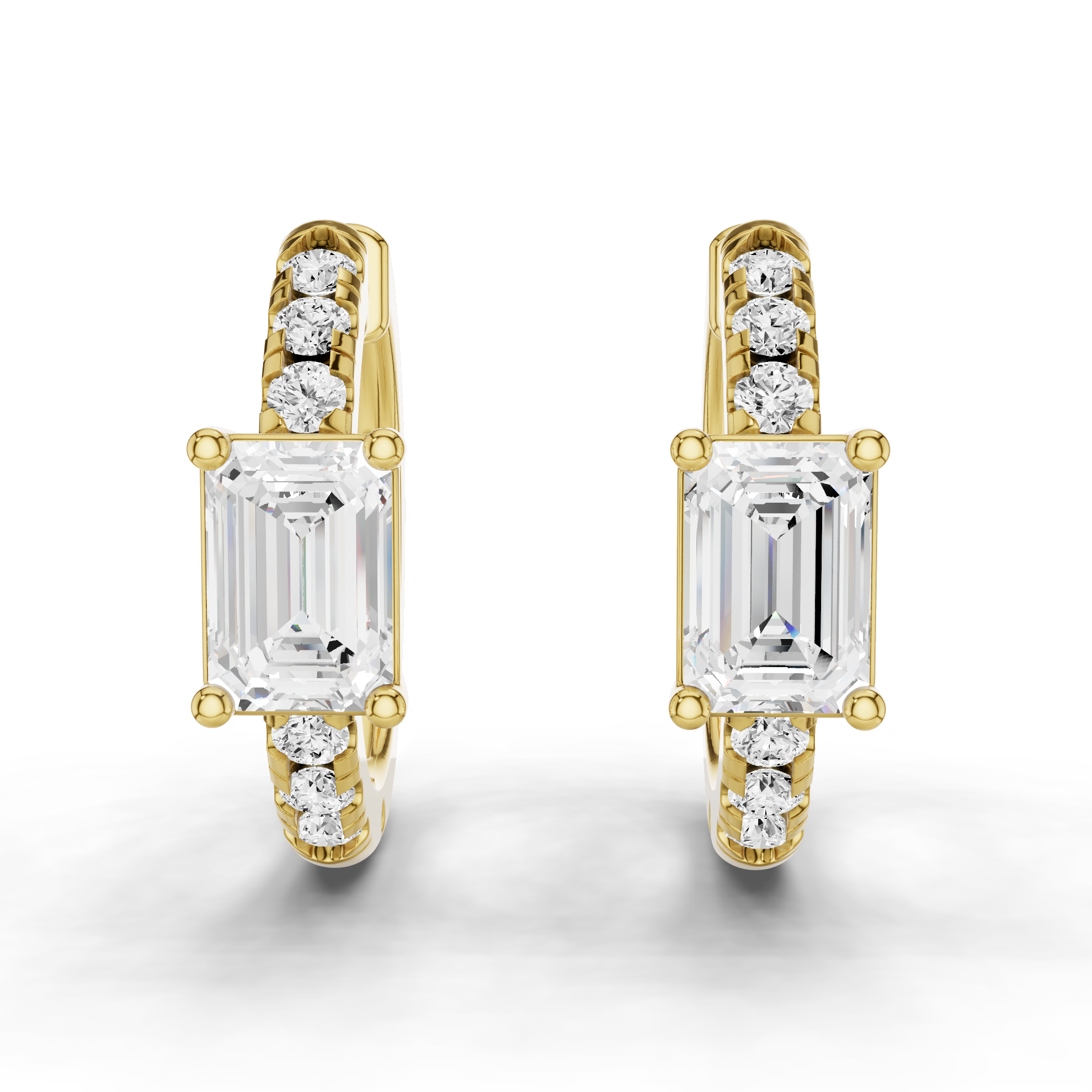 Emerald Lab Grown Diamond Huggie Earrings