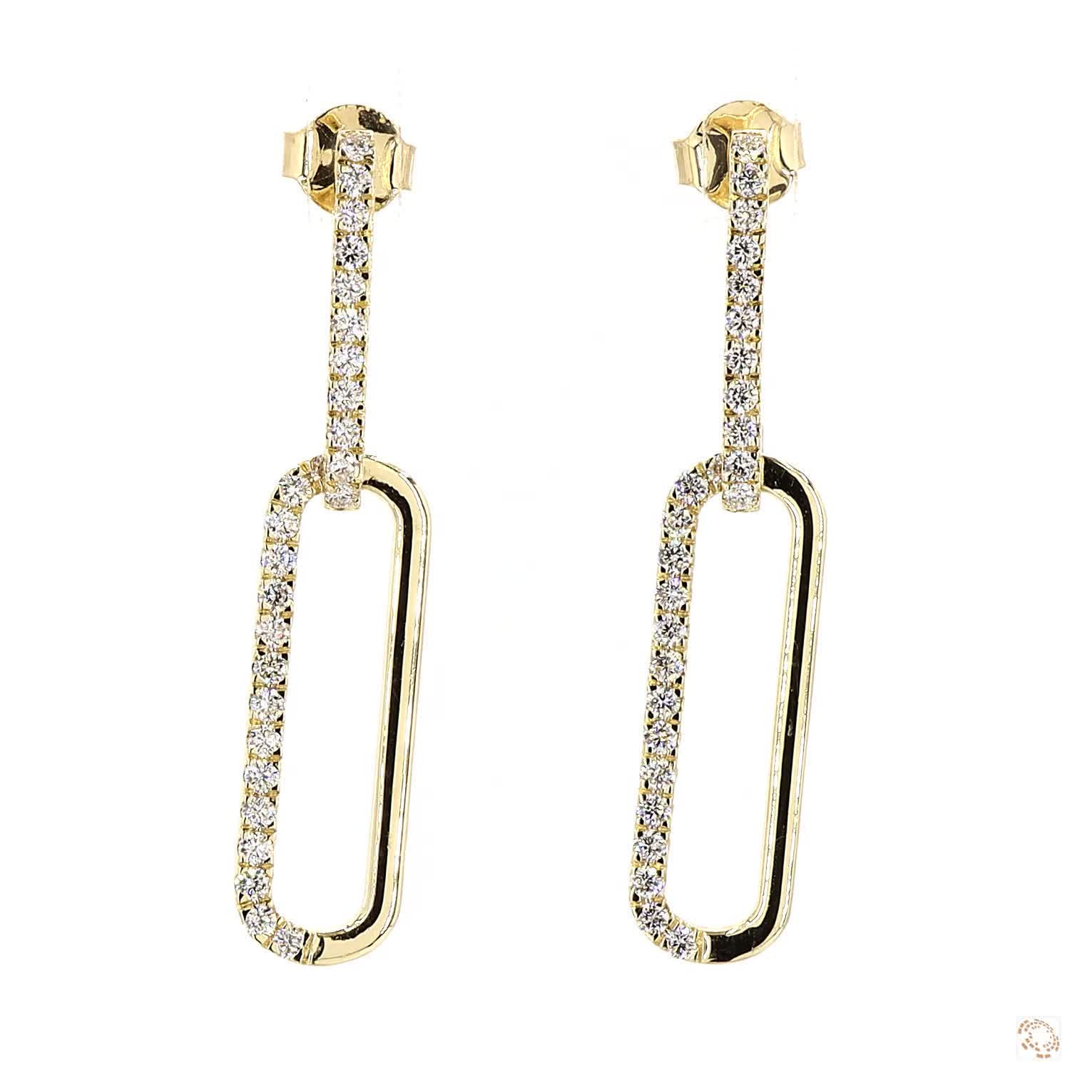 Half Paperclip Lab Grown Diamond Drop Earrings