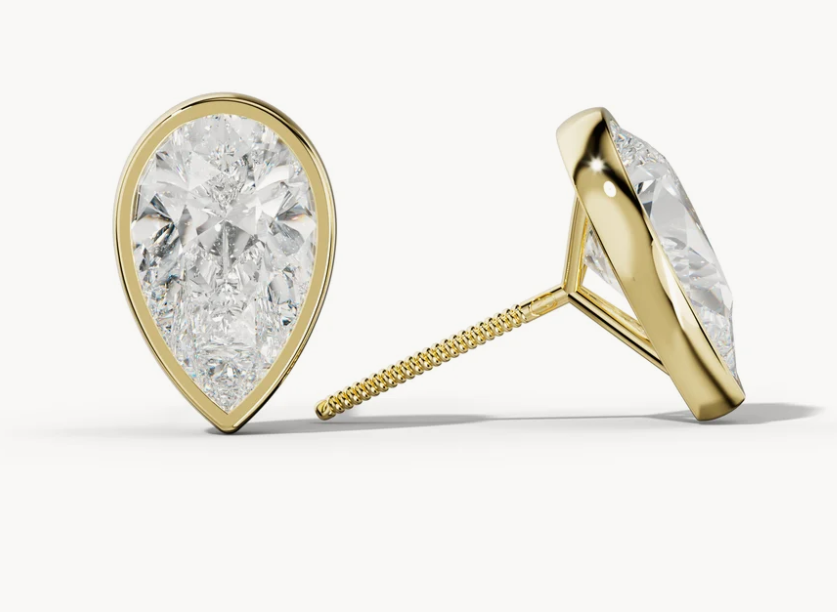 Pear Bezel Martini Lab Grown Diamond Stud Earrings