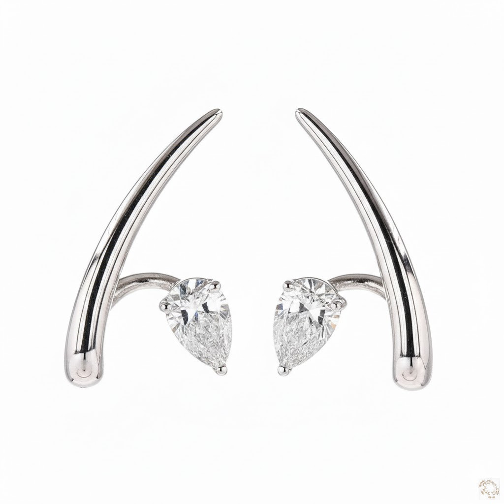 Pear Solid Curve Lab Grown Diamond Hoop Earrings