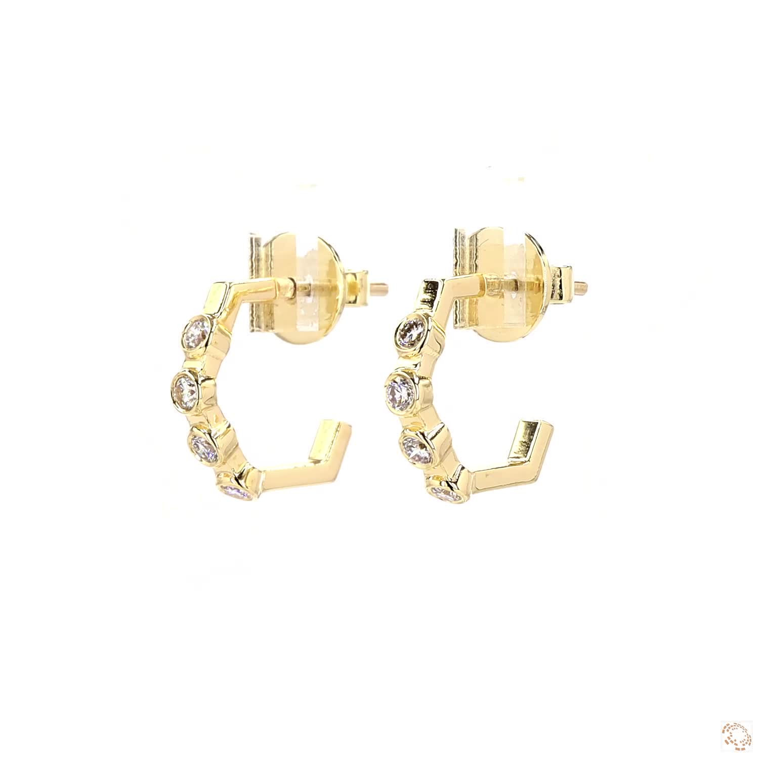 Arc Bezel Style Lab Grown Diamond Hoop Earrings
