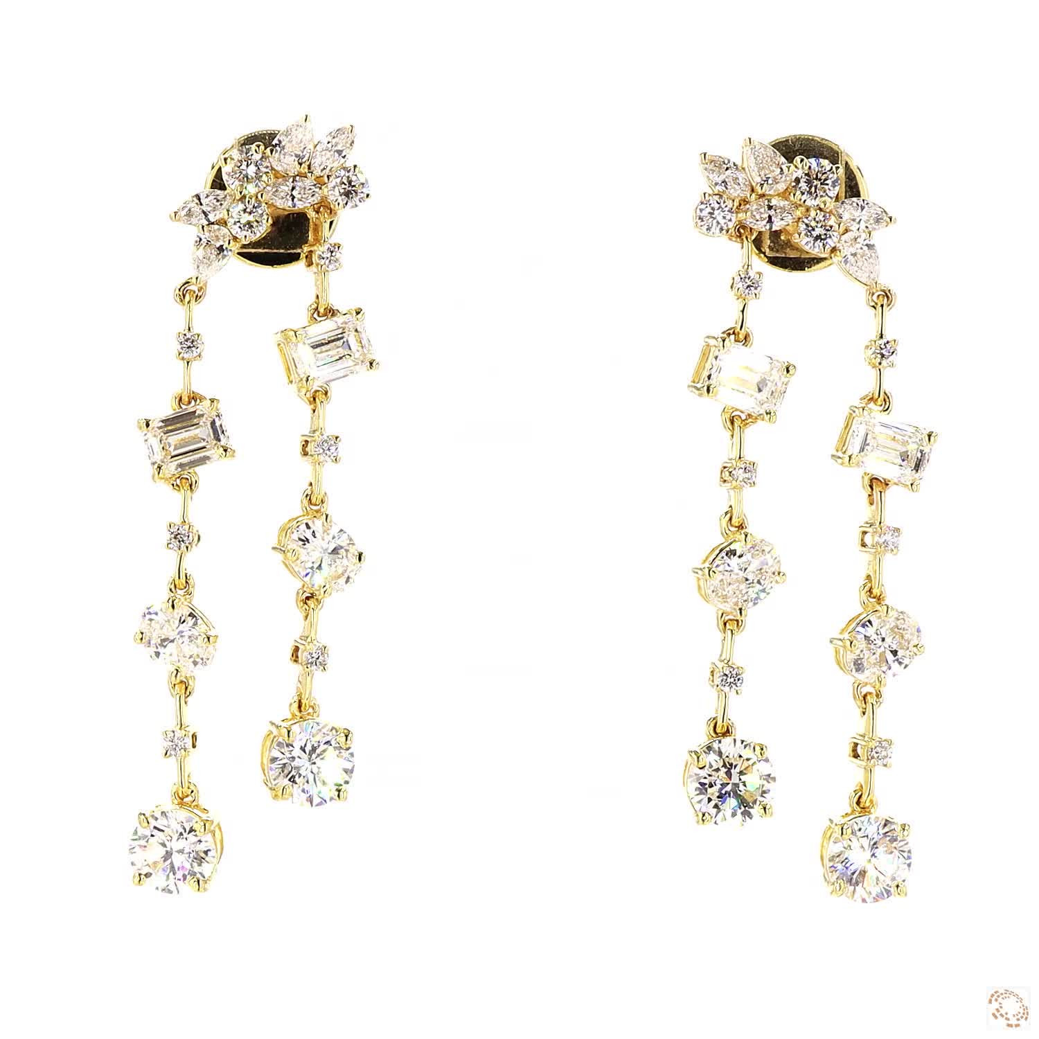 Multi-Shape Duo Lab Grown Diamond Drop Earrings