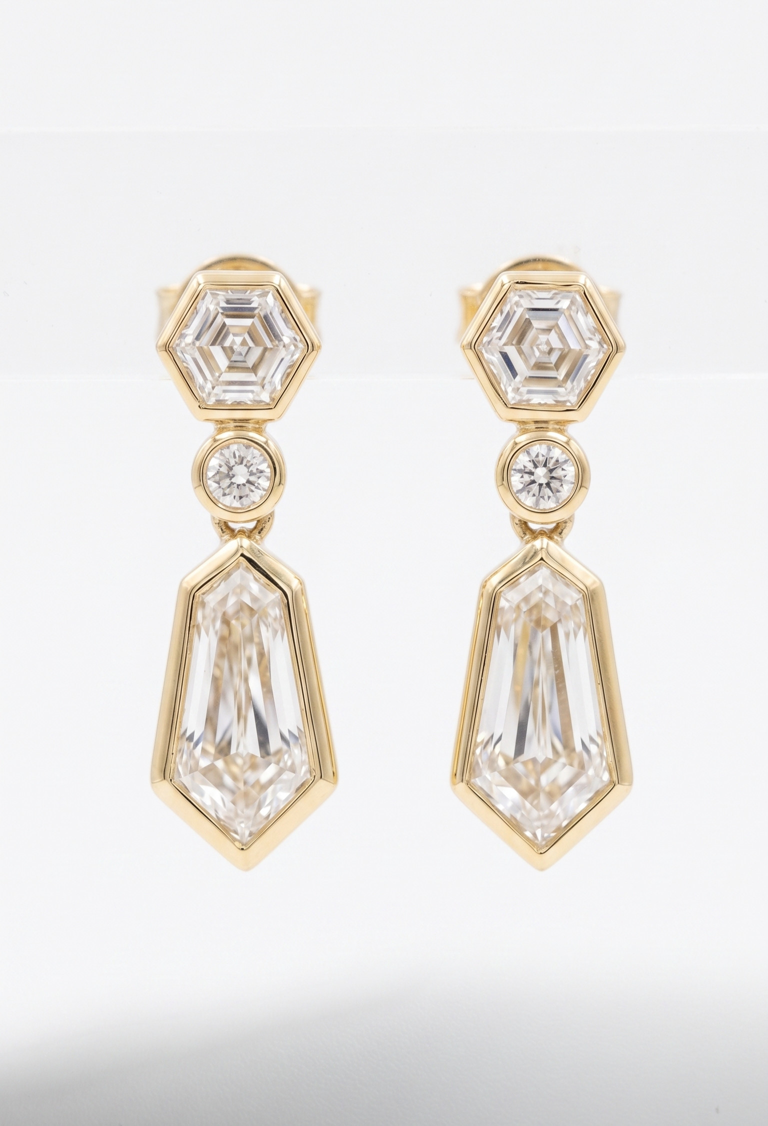 Kite Bezel Lab Grown Diamond Drop Earrings