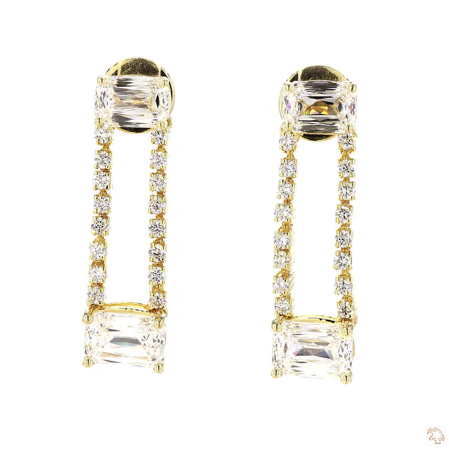 Parallel Criss Cushion Lab Grown Diamond Drop Earrings
