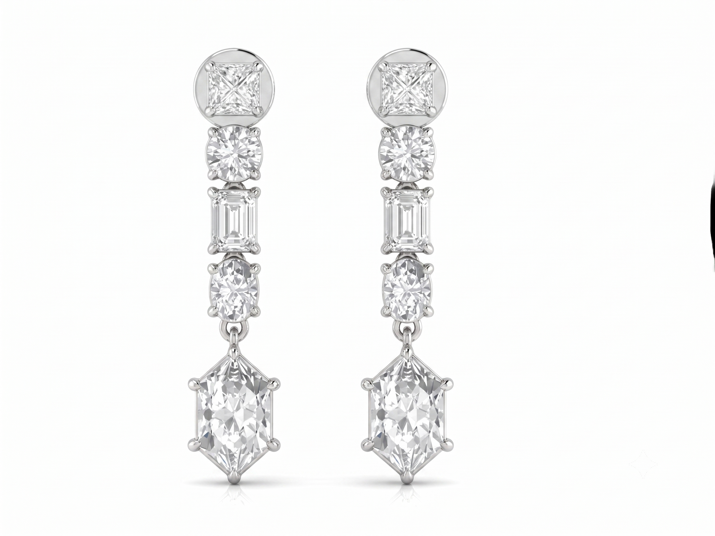 Multi-Shape Hexagon Lab Grown Diamond Drop Earrings