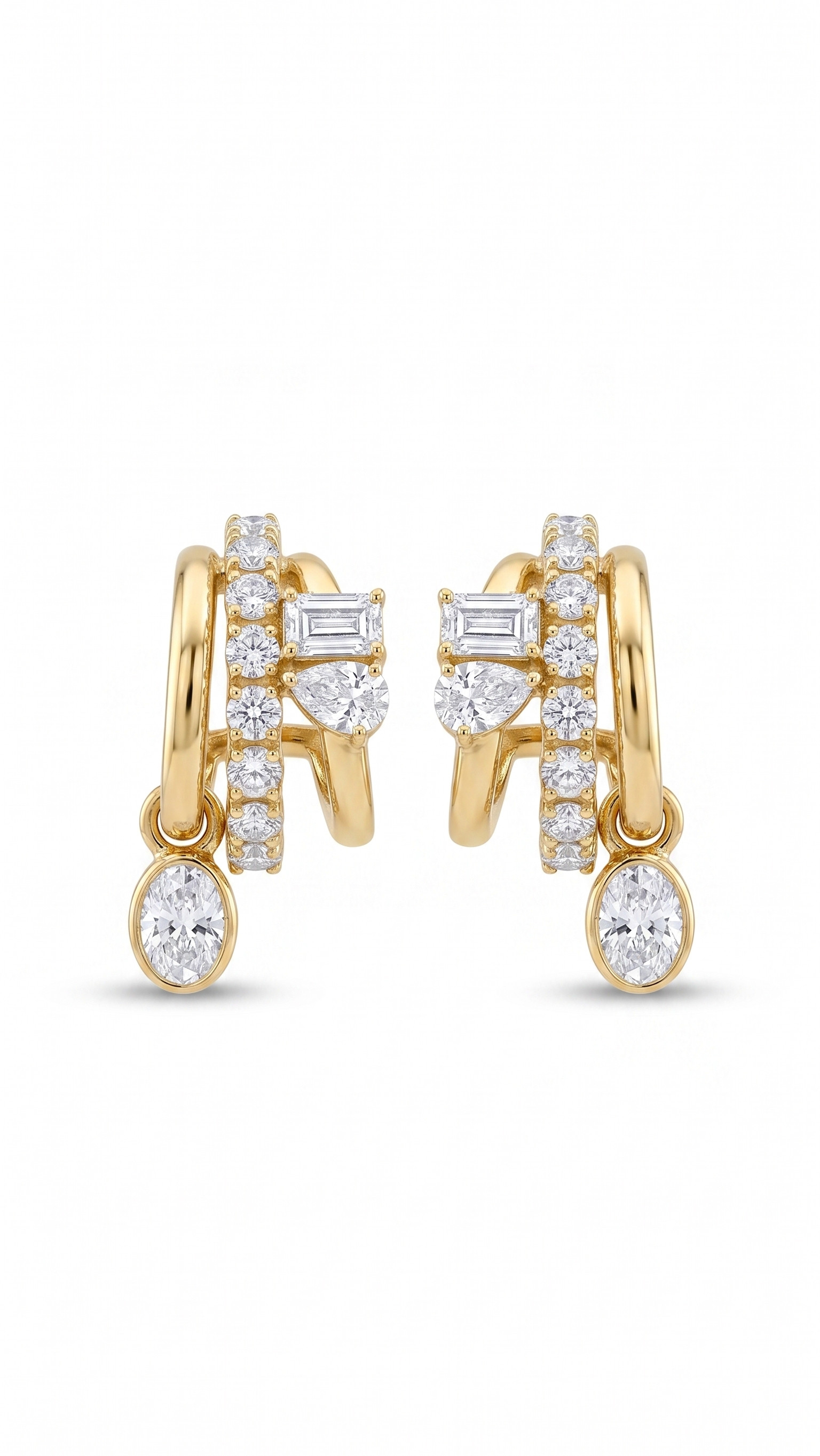 Toi et Moi Multi Lab Grown Diamond Huggie Earrings