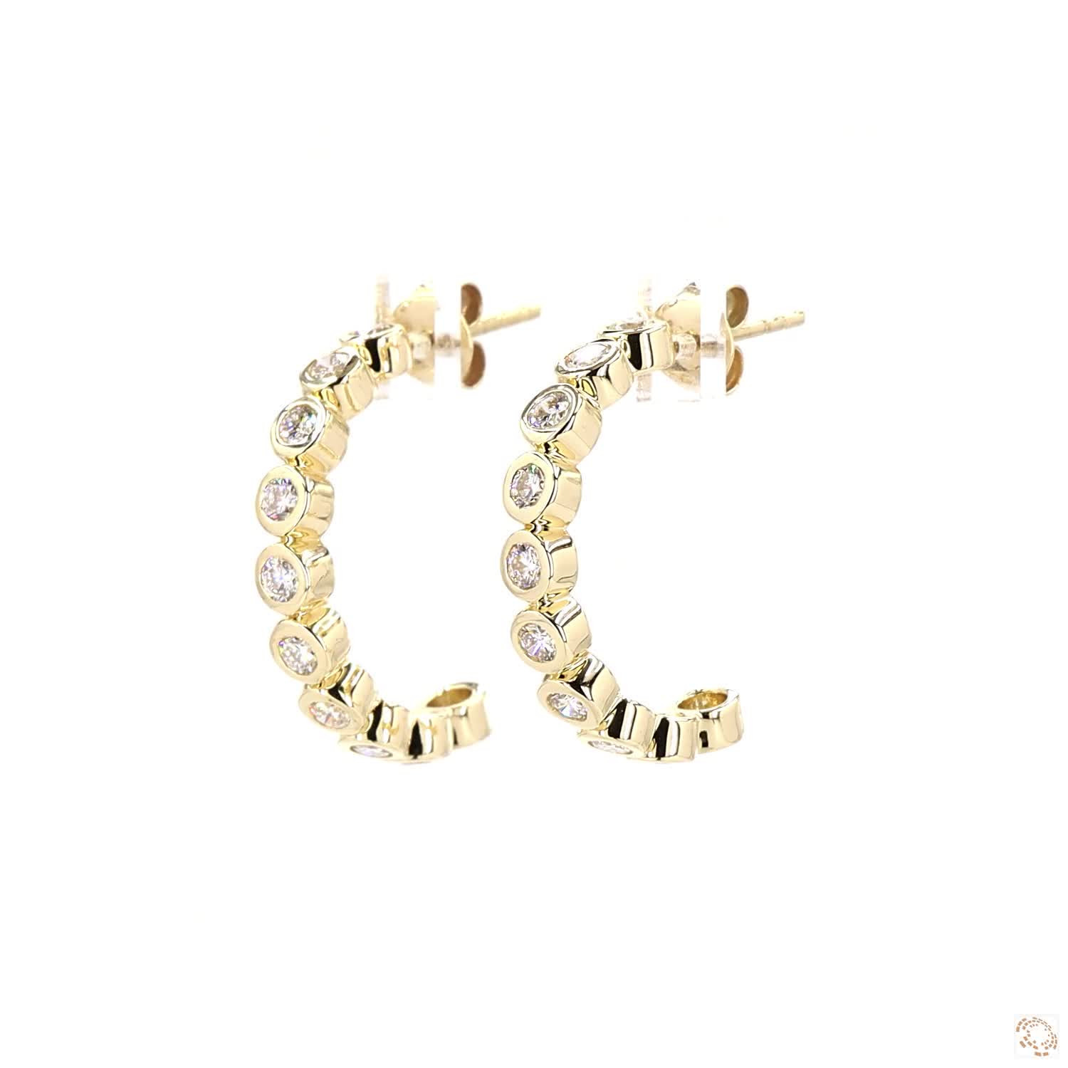 Arc Bezel Lab Grown Diamond Hoop Earrings