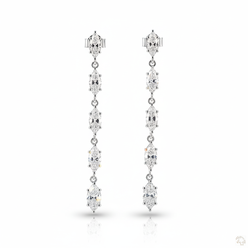 Graduated Dangling Marquise Lab Grown Diamond Drop Earrings