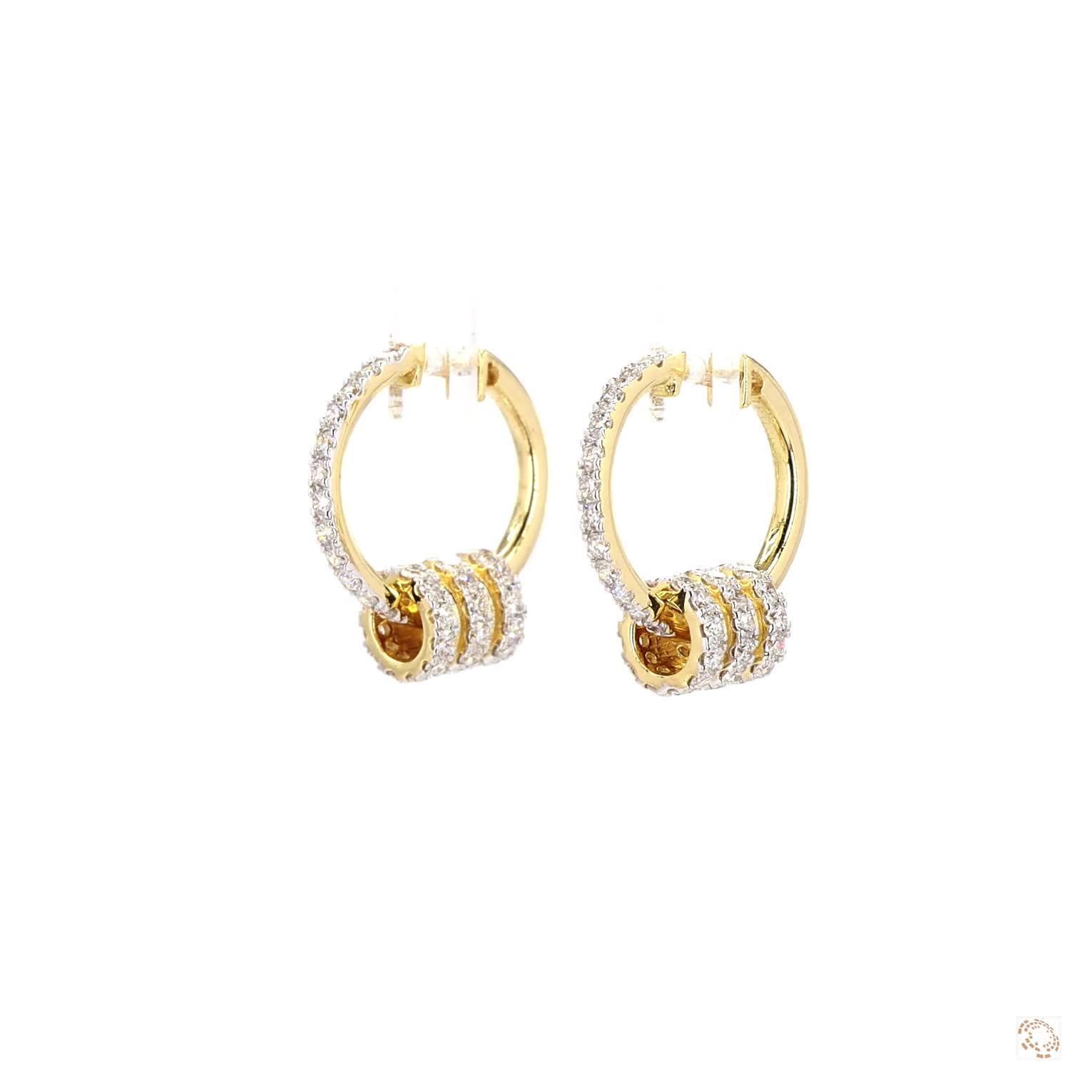 Inlaid Ring Lab Grown Diamond Hoop Earrings
